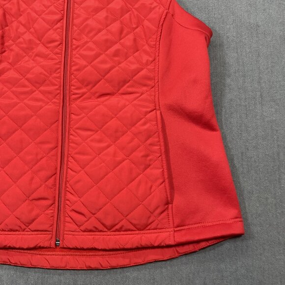 Van Heusen Red Quilted Sleeveless Vest Womens L Polyester Full-Zip Lightweight - Picture 6 of 11